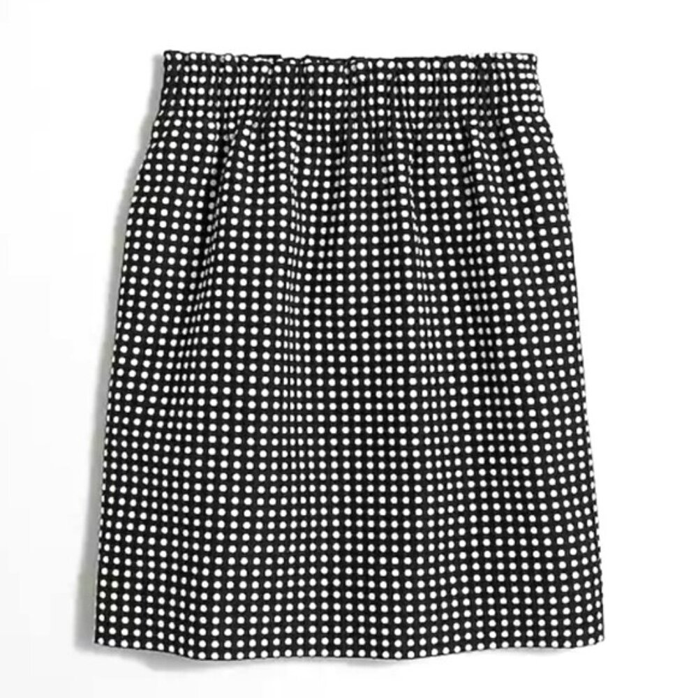 J. CREW Black & White 3D Polka Dot A Line Mini Skirt, Pull-On, Lined, Size 00